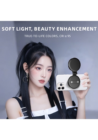 Brdrc Manyetik Dolgu Işığı Selfie Işığı Güç Bankası Magsafe İle Uyumlu Dönebilen Telefon Standı Beyaz