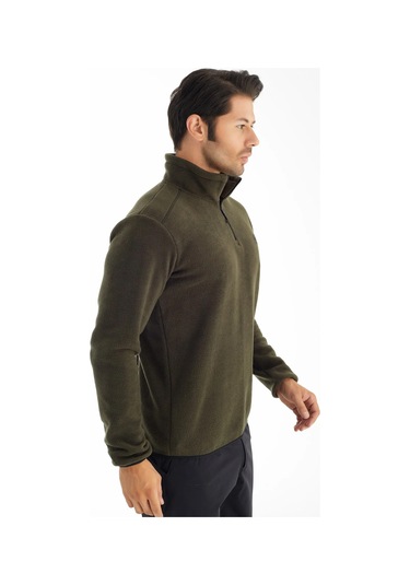 Crozwise Yarım Fermuarlı - Erkek Haki Spor Polar - 6036-04 Haki