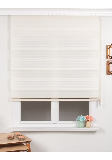 Perdehanem Geniş Plise Zebra Perde Krem Krem