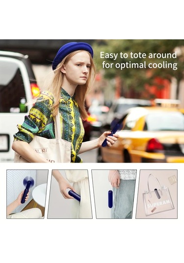 Xuweiwei Yeni Yaz Taşınabilir Koyu Mavi El Feneri Katlanabilir Kolay Taşıma Düşük Gürültü Güçlü Rüzgarlı Mini Fener