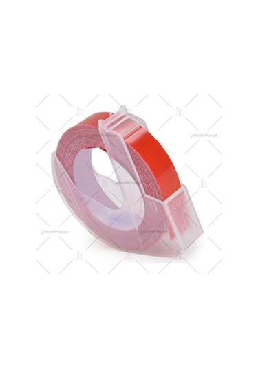 3D Kabartma Yapışkanlı MOTEX-DYMO Şerit Etiketi (KIRMIZI)