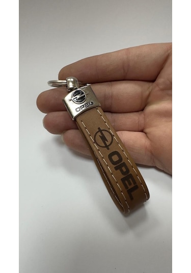 Opel Yazılı Ve Logolu Termo Deri Anahtarlık Kahverengi