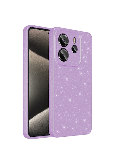 Redmi Note 14 5g Uyumlu Kılıf Kamera Korumalı Simli Lüks Zyl Koton Kapak - Lila Lila