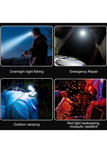 Jeemson 3 Led Şarj Edilebilir Kafa Lambası - 900mah Pil, Usb Şarj, Kırmızı/beyaz Işık, Siyah 10x6x7cm Çok Renkli