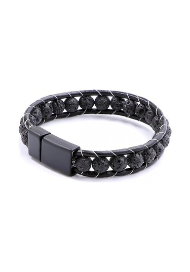 Moncuk Design Lav Taşı Doğaltaş Deri Bileklik 33512b2d8m3 Çok Renkli