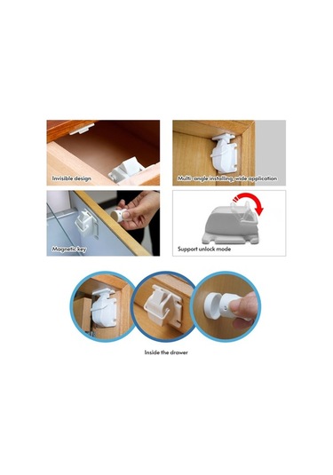 Görünmez Çocuk Güvenlik Kilitleri Mıknatıslı Kilitleme Sistemi 8 Kilit + 2 Anahtar Seti Çekmeceler, Dolaplar, Kapaklar İçin Diğer Çok Renkli