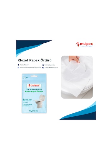 Mulpex Tek Kullanımlık Suda Çözünür Klozet Kapak Örtüsü 10'lu