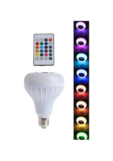 12 Renkli Kumandalı Bluetooth Hoparlör Akıllı Led Ampul