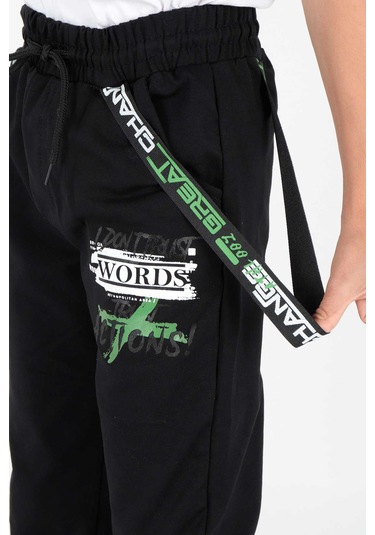 Ahengim Erkek Çocuk Works Baskılı Trend Eşofman Altı Ak2104 Siyah-yeşil Siyah - Yeşil