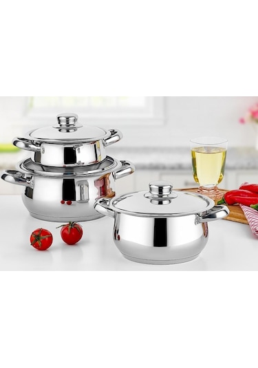 Gülsan Çakır 6 Parça Mini Çelik Tencere Seti Çelik Kapak