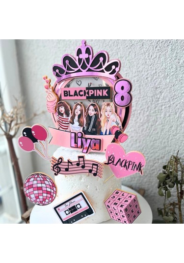 Blackpink Temalı Kız Çocuk Doğum Günü İsme Özel 3d Pasta Parti Süsü Seti Cake Topper Çocuk