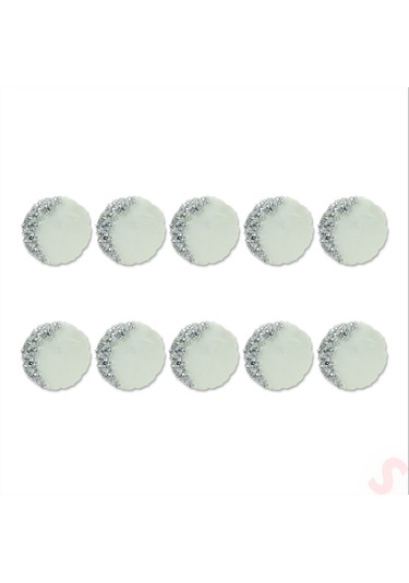 Epoksi Taşlı Magnet, 6,50 Cm - Gümüş - 10 Adet Gümüş