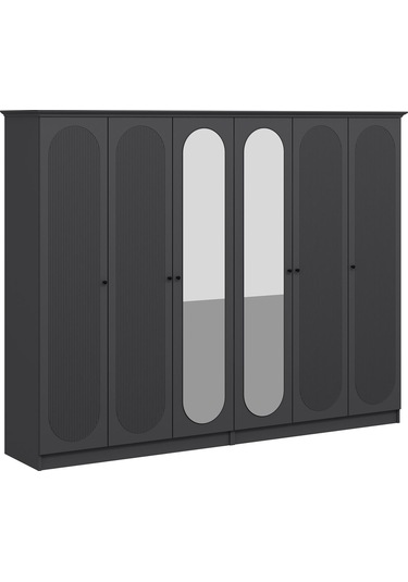 Kale 6 Kapak 2a 4ç Dolap Antrasit - Mebran Defne Ayna Antr 190cm Antrasit