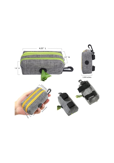 Açık Pet Atık Torbası Köpek Kakası Toplama Çantası Gri Yeşil Çift Fermuarlı