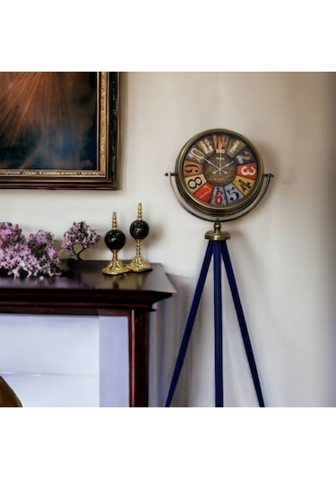 Eskitme Metal Ofis Salon Otel Ayaklı Seyyar Saat B10 Eskitme