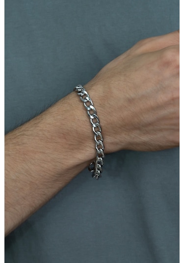 Gurmet Paslanmaz Çelik Erkek Bileklik Kalın Zincir 8 Mm  Eck18B