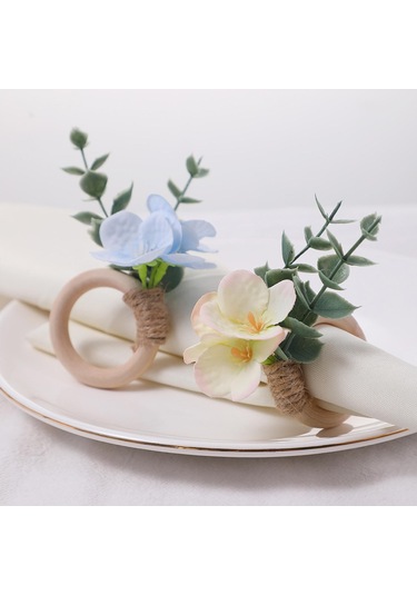 Homyl 6x Peçete Halkaları Parti Çiçekli Mutfak Festivali Tokaları Mavi