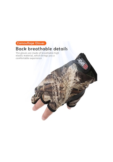 Springsun Fishing Gloves, Quick-drying, Anti-slip, Breathable, Half-finger Design, For Outdoor Fishing, Lure Fishing, Comfortable Grip, Wholesale, Cross-border Camouflage, 1 Pair