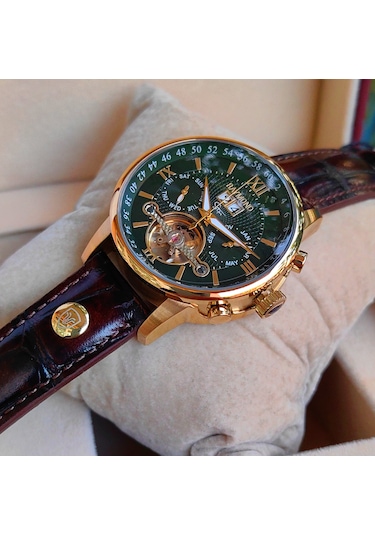 Raymond Star Serisi Yeşil Kadran Otomatik Erkek Kol Saati Altın