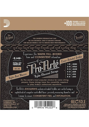 D'addario Ej49 Pro Arte Black Nylon Normal Tansıon Gitar Tel Seti