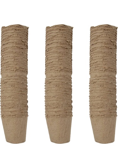 100 Adet Yuvarlak Parçalanabilir Hamur Turba Saksısı 8 X 8 Cm Bitki Fidanlığı Kupası