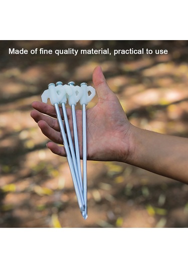 Yifomall Kamp Tenteği İçin 21cm Gümüş Çelik Fenerli Toprak Çivisi - Kalınlaşmış Rüzgar Direnci - 10 Adet Kamp Aksesuarı Gümüş