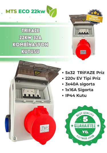 Mtsevcharger 22 Kw Trifaze Taşınabilir Elektrikli Araç Şarj Cihazı Kombinasyon Kutusu