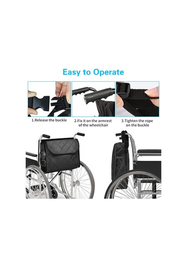 Yaozixa Tekerlekli Sandalye Çantası - Çok Cepli, Ayarlanabilir Kayışlı, Dayanıklı Ve Pratik Siyah Siyah