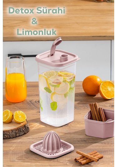 Porsima 1110-5 Sızdırmaz Kapaklı Detoks Matara Suluk Şeffaf Pudra 2lt Pudra