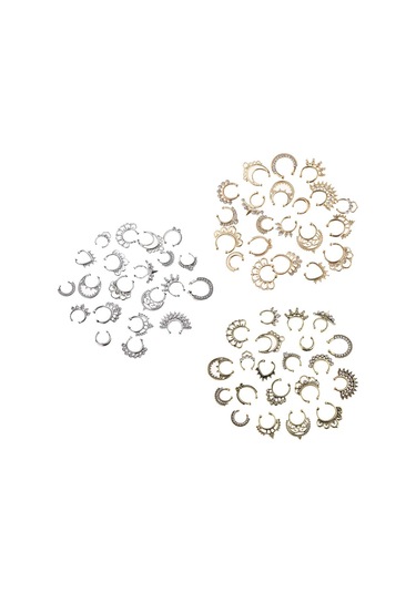 Suntek 21 Parça Kristal Sahte Septum Clicker Burun Antik-bronz Açık Mor