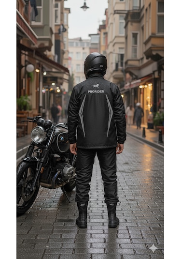 Premium Lux Yağmurluk Takım Alt Üst Su Ve Rüzgar Geçirmez Termal Motosiklet Yağmurluğu Unisex