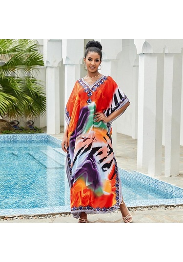 Edolynsa Kadınlar İçin Renkli Bohem Kaftan Elbise V Yakalı Mayo Örtüsü Büyük Beden Yarasa Kollu Plaj Giyim Uzun Tatil Bornozu Q841 Çok Renkli Edolynsa Kadınlar İçin Renkli Bohem Kaftan Elbise V Yakalı Mayo Örtüsü Büyük Beden Yarasa Kollu Plaj Giyim Uzun Tatil Bornozu Q841 Çok Renkli