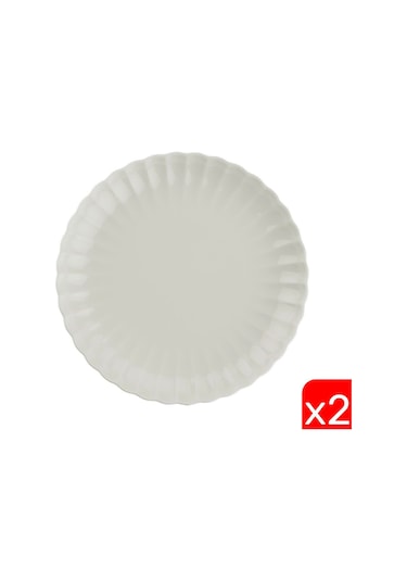 Kütahya Porselen Bone Luz Krem Pasta Tabağı 21cm 2 Li Çok Renkli