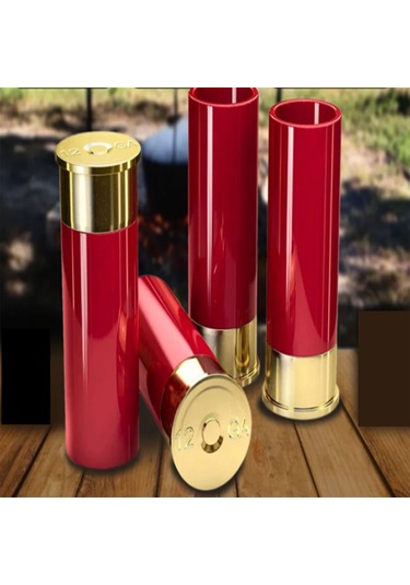 Kangvka 12 Kalibre Mermi Şeklinde 4'lü 50 Ml Whiskey Bardağı Seti - Askeri, Avcı Ve Outdoor Enthusiastlar İçin Dayanıklı Abs Ve Bronz Kaplama - Hediye Kutusuyla Kırmızı