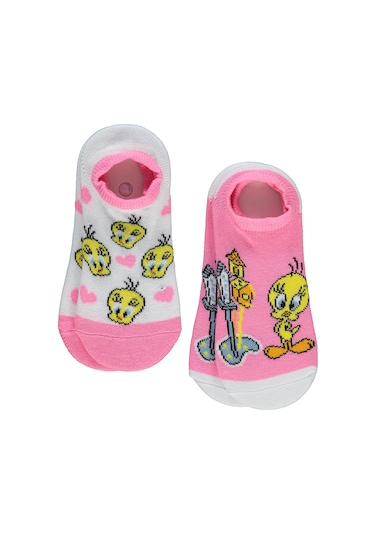 Tweety Kız Çocuk 2'li Babet Çorap 2-12 Yaş Pembe Pembe