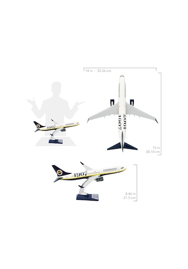 Zekupp Boeing 737-800 1/100 Ölçek Fenerbahçe Lisanslı Klasik Tasarım Maket Uçak Uck0193