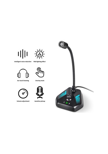 Ranyeek Rgb Işıklı Usb Kondansatör Mikrofonu Mı520 - Toplantılar, Canlı Yayınlar, Oyun Ve Bilgisayar İçin Uni-yönlü Boyunlu Masaüstü Mikrofon
