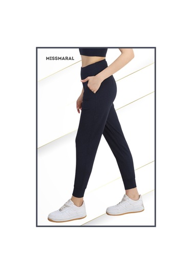 Yüksek Bel Jogger Tayt Rahat Kalıp Çift Yan Cepli Spor Görünüm Trend Jogger Lacivert 106103 Lacivert
