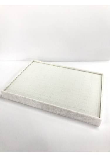 Süet kaplama batırmalı yüzük tablası (140Kesik) Beyaz