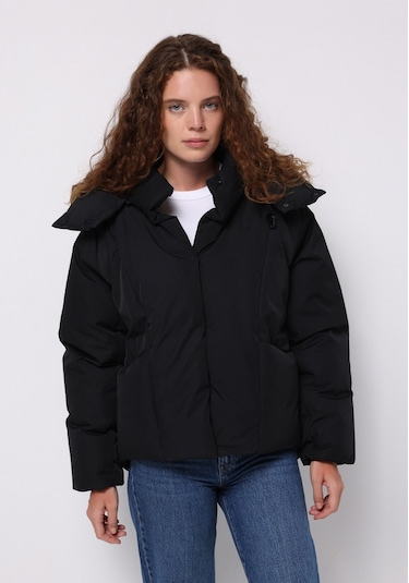 Colins Regular Fit Kapüşonlu Fermuarlı Astarlı Çıkarılabilir Kapüşonlu Kadın Siyah Mont Cl1076422 Q1.v1 Blk Siyah