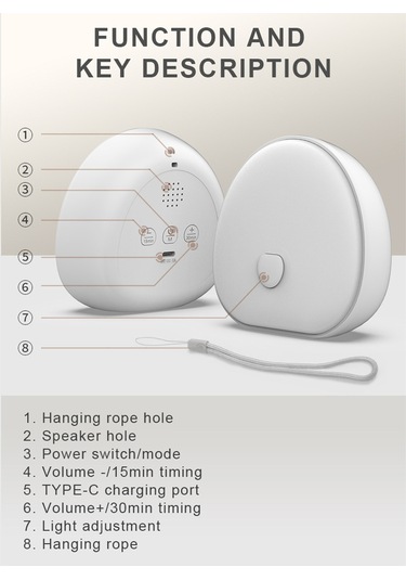 Kangvka Beyaz Gürültü Uyku Cihazı - Bebek Yatak Geçişi Için 7 Renkli Gece Lambası, Dokunmatik Işık Ayarı, 10 Gürültü Seçeneği, Zamanlayıcı Fonksiyonu Beyaz Diğer