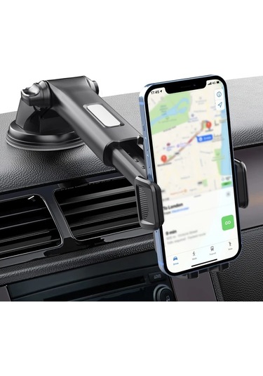 Primepickings Siyah 2'li 1 Arada Güçlü Emişli Araç İçin Telefon Tutucu Tüm Telefonlar İçin Yıkanabilir