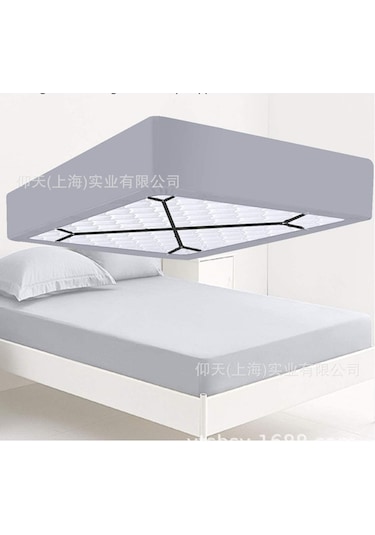 Ranyeek Ev Kullanıma Uygun Çarpraz Desenli, Ayarlanabilir, Esnek Dokuma, Dayanıklı Çarşaflarınızı Sabitleyen 2 Adet Siyah Fikstür Siyah