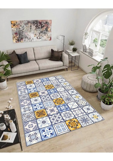 Dijidekor Işıltı Koleksiyonu Model293 Süngerli Dijital Baskılı Saçaksız Mutfak Halısı Yolluk