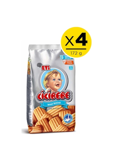 Eti Cicibebe Bebek Bisküvisi 4 x 172 G