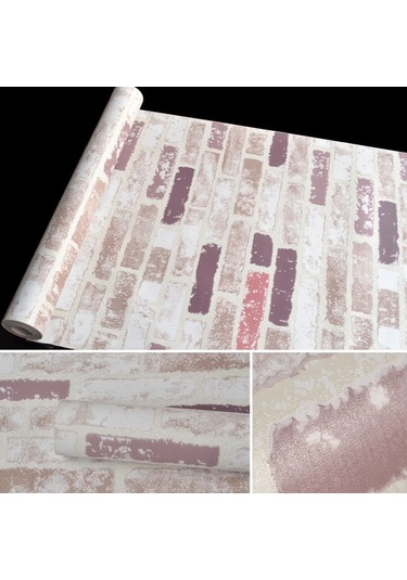 Sones Renkli Tuğla Yaratıcı 3d Taş Tuğla Dekorasyon Duvar Kağıdı Çıkartmaları Yatak Odası Oturma Odası Duvar Su Geçirmez Duvar Kağıdı Rulosu, Boyut: 45 X 1000cm Diğer