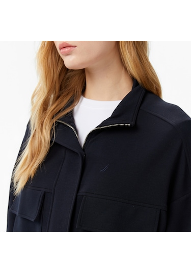Nautica Kadın Siyah Oversize Sweatshirt Düz 57k614t Siyah