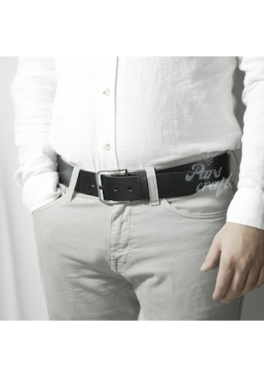 Hakiki Manda Derisi Erkek Kemer 4,5 Cm Siyah Kot Pantolon Kemer Siyah