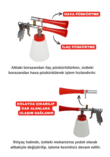 Çift Bilyeli Tornador Detay Temizlik Tabancası Oto Yıkama