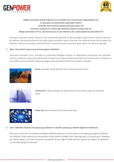 Genpower GBG 60 Ies 6 KVA Benzinli Marşlı Kabinli 220 V Jeneratör